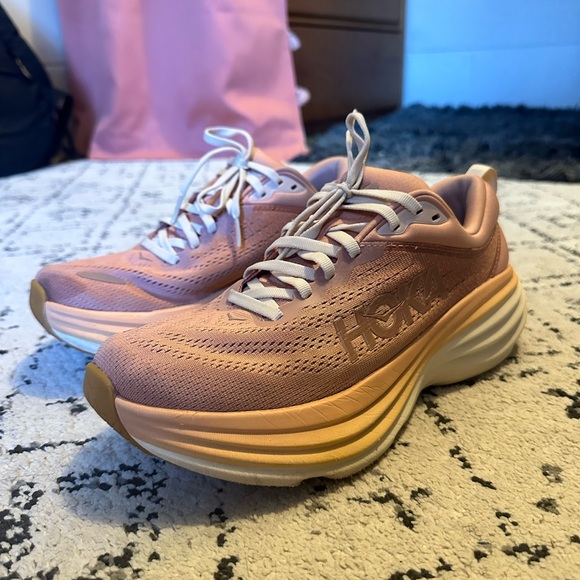 Hoka Women's Bondi 8 Pink Running Shoes - Picture 7 of 8
